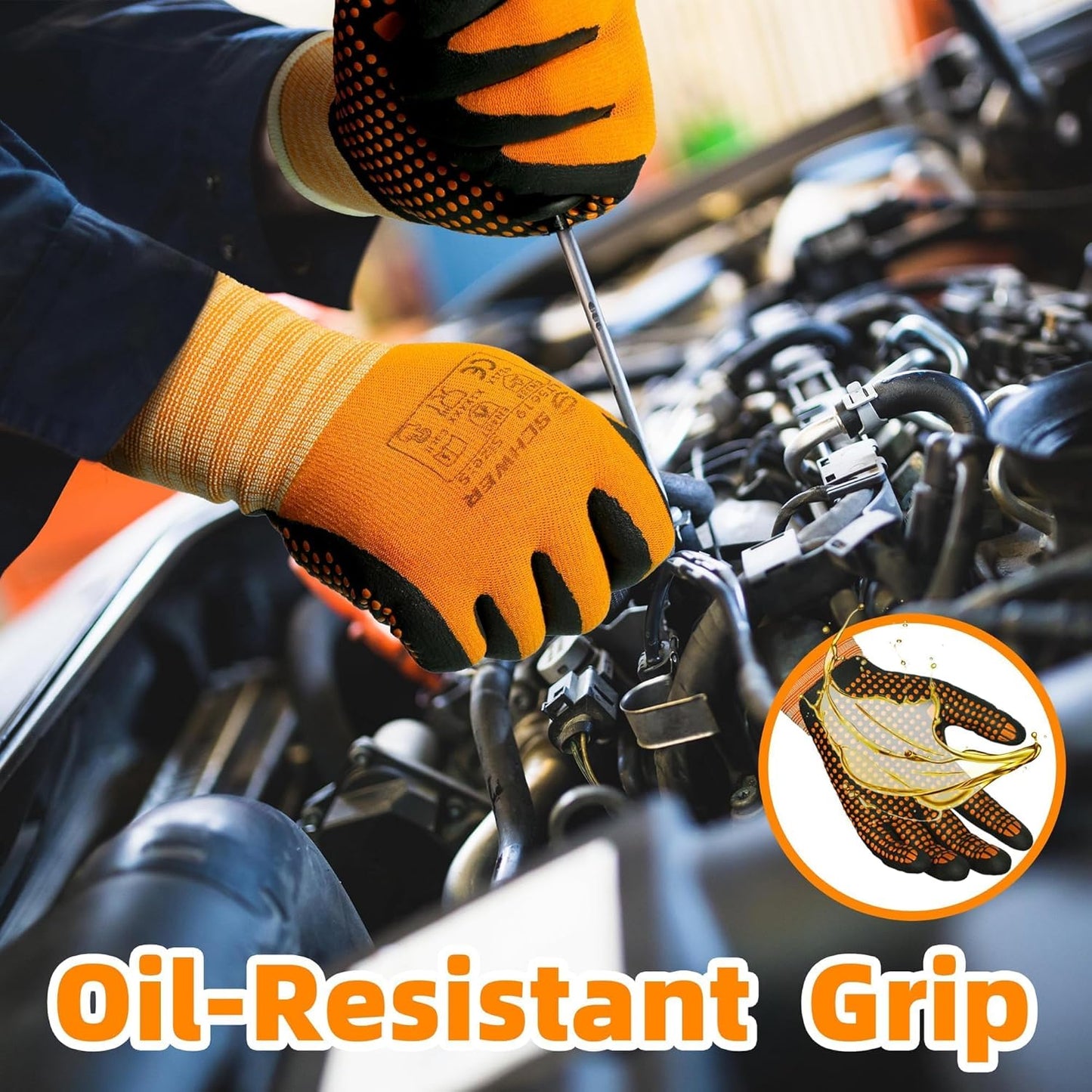 Work Gloves Microfoam Nitrile Coated, Level 4 Abrasion Resistant Nylon Working Gloves