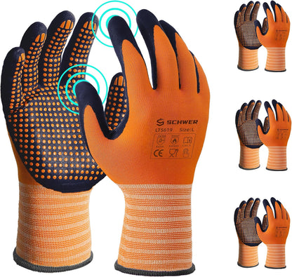Work Gloves  Microfoam Nitrile Coated, Level 4 Abrasion Resistant Nylon Working Gloves